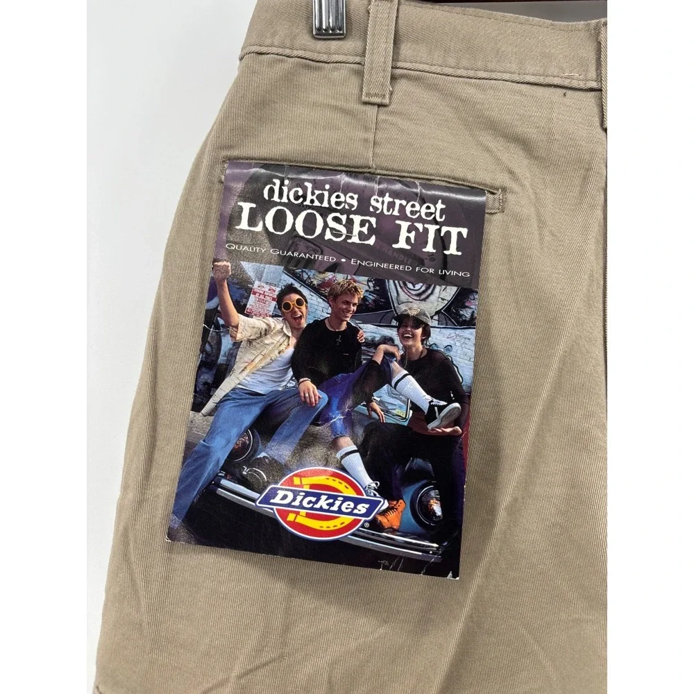 Dickies Mens Cargo Shorts Khaki Tan Twill Loose Fit Flat Front Street Y2K 31 NWT